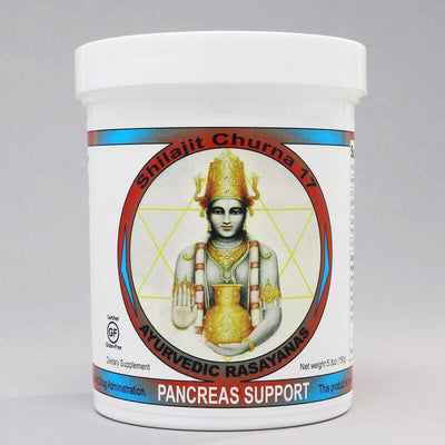 Pancreas Shilajit Rasayana supports the pancreas and spleen, nervous system, kidney health, digestion and energy levels. Benefits normal blood sugar after meal levels, and is Kapha Dosha balancing for body types in Ayurveda