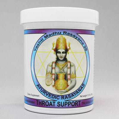 Ayurvedic dietary supplement throat support yacht Madhu rasayana, made in the USA, by ayurveda-herbs.com. 300 gram jar. For all doshas.